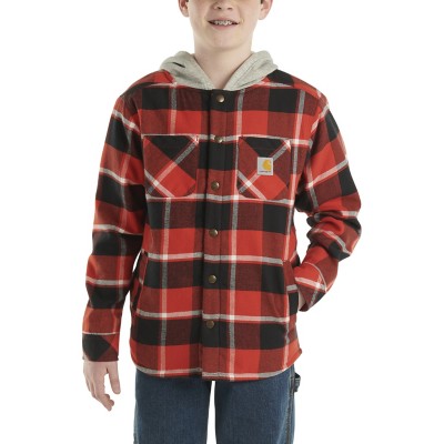 Boys' Carhartt Flannel Long Sleeve Hooded Button Up Shirt