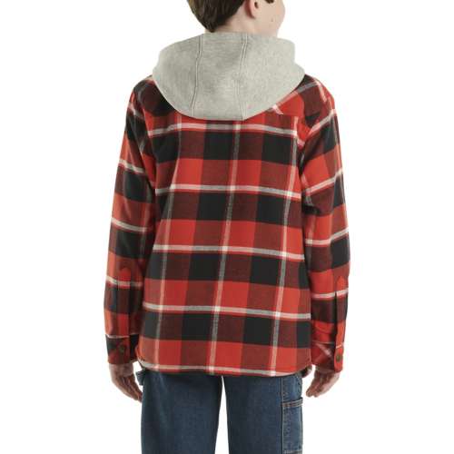 Boys' Carhartt Flannel Long Sleeve Hooded Button Up Shirt
