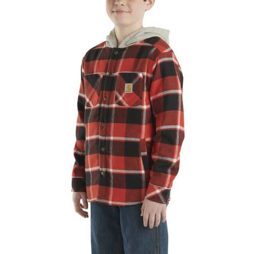 Boys' Carhartt Flannel Long Sleeve Hooded Button Up KOLDI shirt