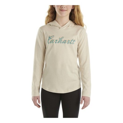 Girls' Carhartt Cursive Logo Long Sleeve Hooded T-Shirt