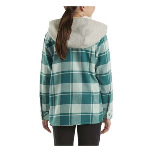 Girls' Carhartt Pocket Flannel Long Sleeve Hooded Button Up Shirt