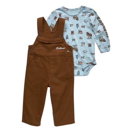 Baby Carhartt Long Sleeve Onesie and Canvas Overall Set Slocog