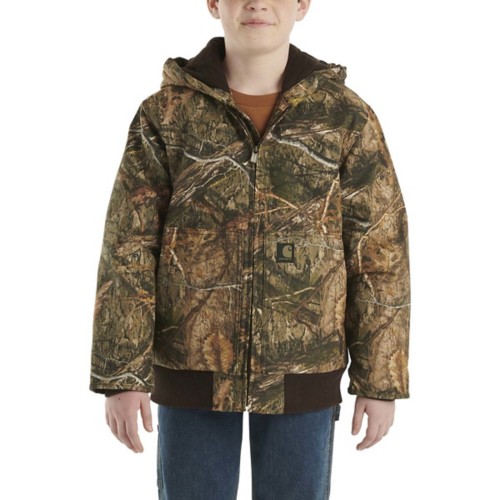 Boys' Carhartt Insulated Camo Hooded Canvas Jacket