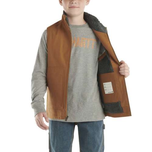 Boys' Carhartt Canvas Sherpa Lined Vest