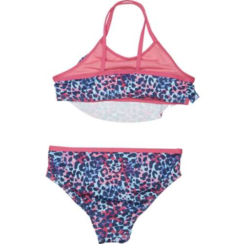 Girls' iApparel Flouce Cheetah Swim Bikini Set