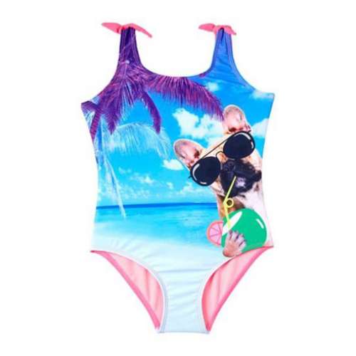 Girls' iApparel Novelty Dog One Piece Swimsuit