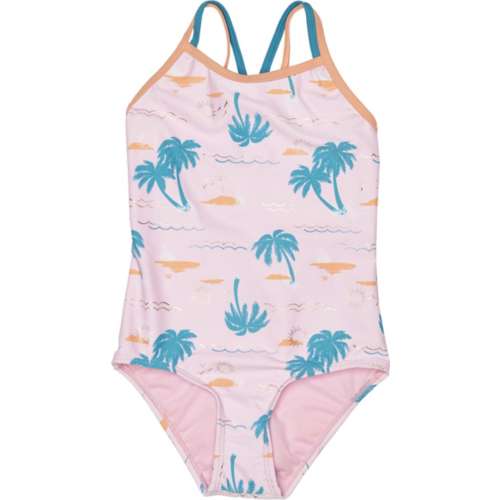Girls' iApparel Palm Tree Island One Piece Swimsuit