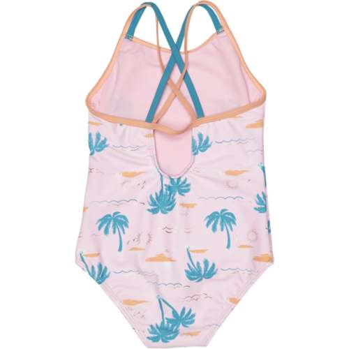 Girls' iApparel Palm Tree Island One Piece Swimsuit