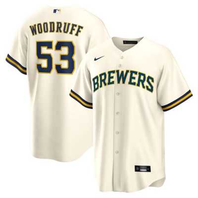 Nike Men's Milwaukee Brewers Brandon Woodruff #53 Navy T-Shirt