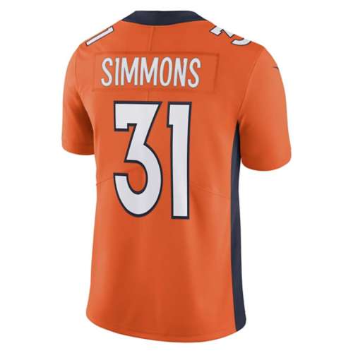 Men's Nike Justin Simmons Orange Denver Broncos Vapor Limited Jersey Size: Small