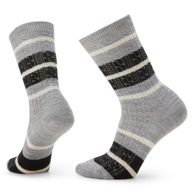 Adult Smartwool Everyday Striped Cable Zero Cushion Crew Socks