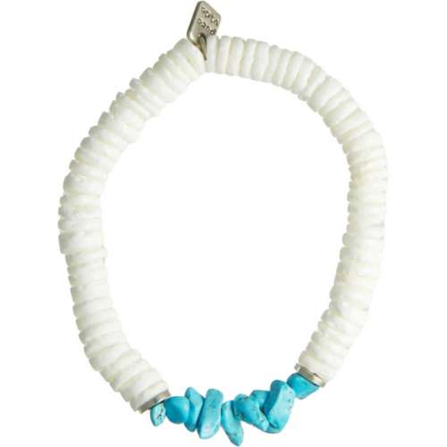 Women's Pura Vida Puka Shell and Turquoise Chip Stretch Bracelet