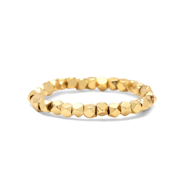 Women's Pura Vida Faceted Bead Stretch Ring Gold