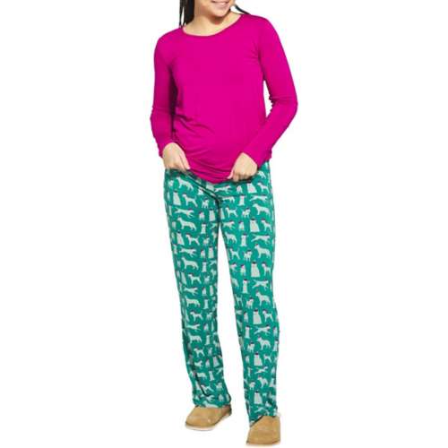 Women's Kickee Pants Loosey Goosey Long Sleeve T-Shirt & Pajama Pants Set