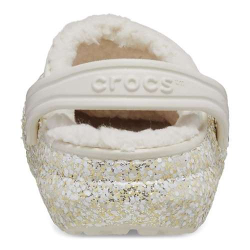 Gold glitter crocs online with fur