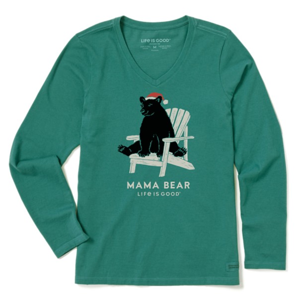 Women's Life is Good Mama Bear Holiday Adiron Long Sleeve T-Shirt product image