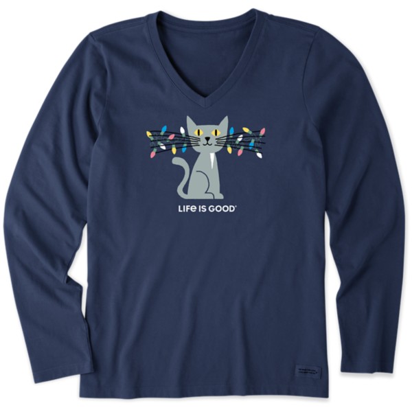 Women's Life is Good Lit Up Cat T-Shirt product image