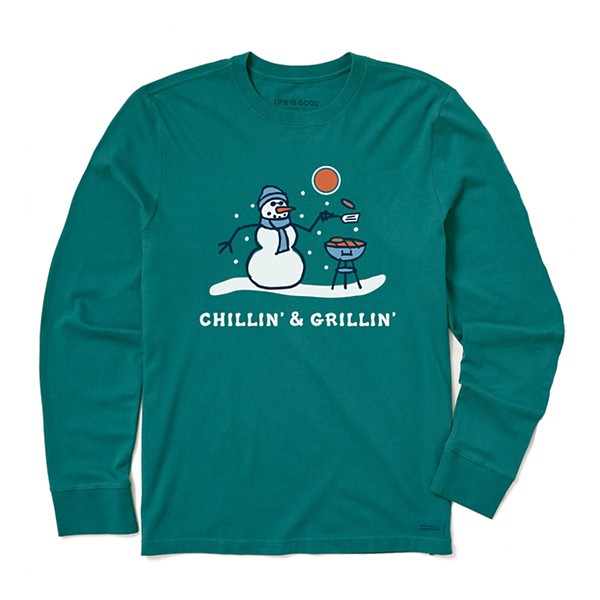 Men's Life Is Good Chillin' & Grillin' Snowman Long Sleeve Crusher-Lite T-Shirt product image