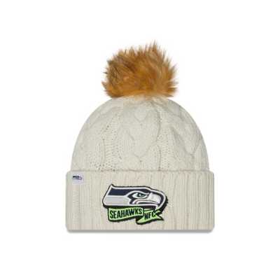 New Era SEATTLE SEAHAWKS Knit Stocking Hat Beanie Navy/Green/Grey Pom NFL