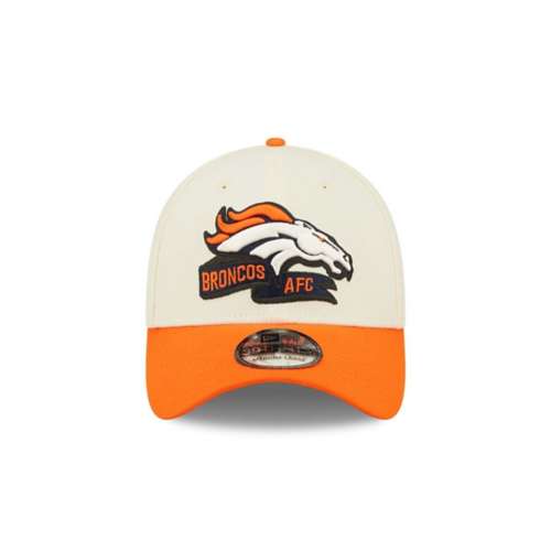 Men's Denver Broncos New Era Cream/Orange 2022 Sideline 39THIRTY Flex Hat S/M