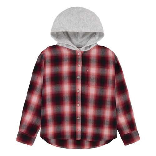 Girls' Levi's Woven Hood Long Sleeve V-Neck Button Up Shirt