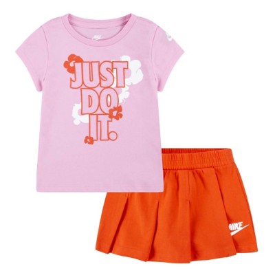 Toddler Girls' khaki Nike Floral T-Shirt and Shorts Set