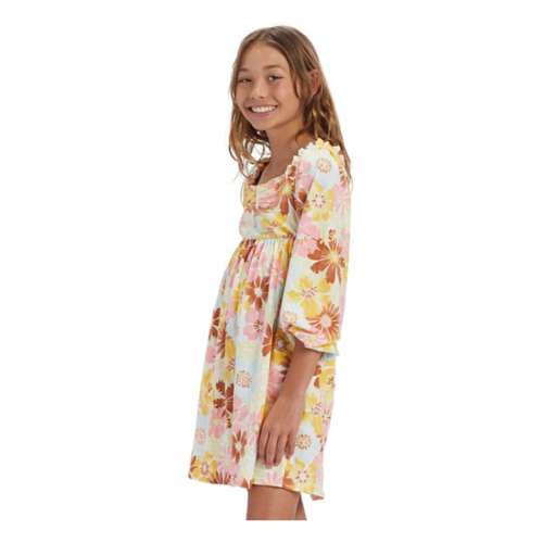 Girls' Billabong Blossom Long Sleeve Square Neck Dress