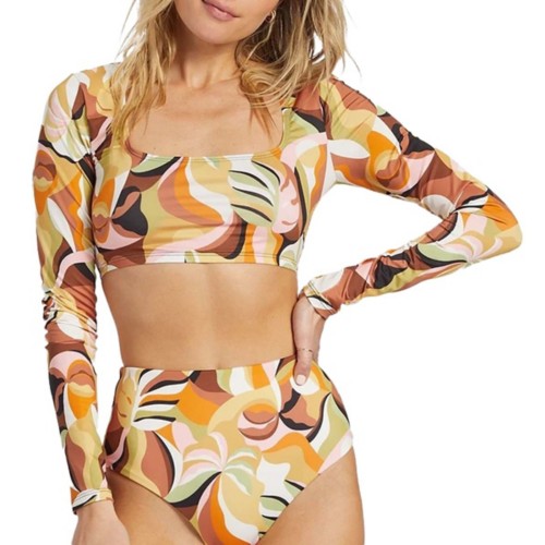 【BILLABONG】 square neckline crop long sleeve rash guard Crop - Long Sleeve Rash Vest for Women | Billabong
