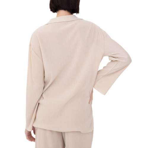 Women's Mono B Loose Long Sleeve Button Up Shirt