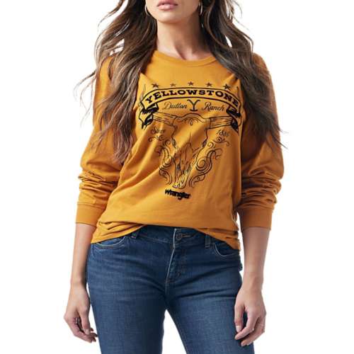 Women's Wrangler X Yellowstone Skull Long Sleeve T-Shirt