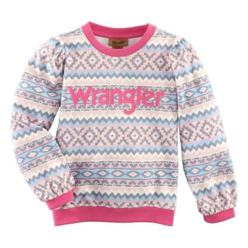 Girls' Wrangler Logo Aztec Crewneck Sweatshirt