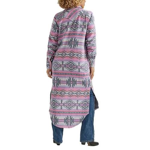 Women's Wrangler Jacquard Western Long Sleeve Midi Shirt Dress