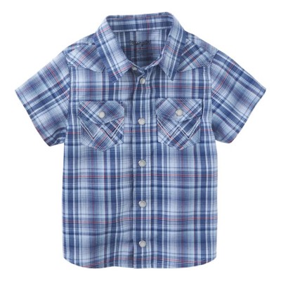 Toddler Boys' Wrangler Plaid Western Button Up Shirt