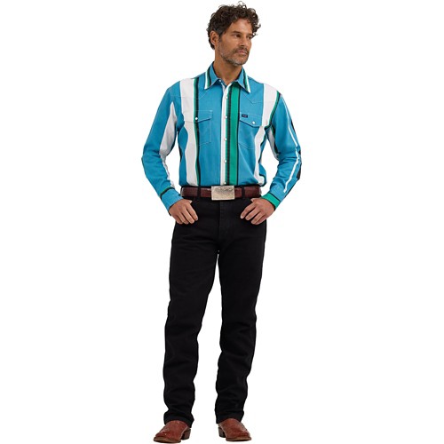 Men's Wrangler Brushpopper Western Snap Workshirt Long Sleeve Button Up Shirt
