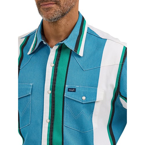 Men's Wrangler Brushpopper Western Snap Workshirt Long Sleeve Button Up Shirt
