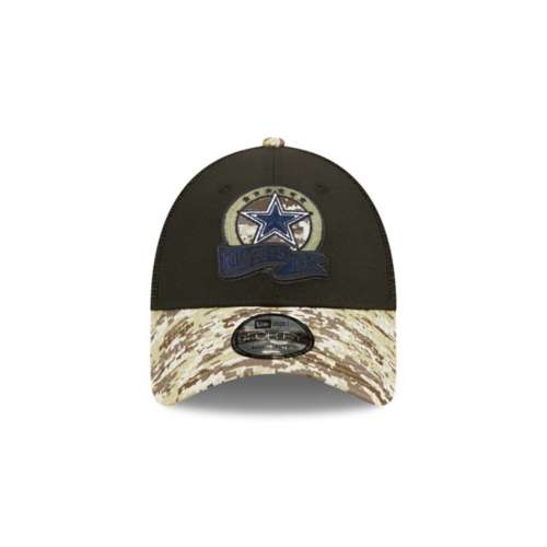 Youth New Era Black/Camo Dallas Cowboys 2022 Salute to Service 9FORTY Snapback Trucker Hat