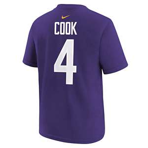 Nike Men's Minnesota Vikings Dalvin Cook #4 Purple Logo T-Shirt