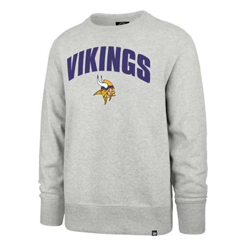 Men's '47 Minnesota Vikings Heather Gray Gridiron Lace-Up Pullover Hoodie