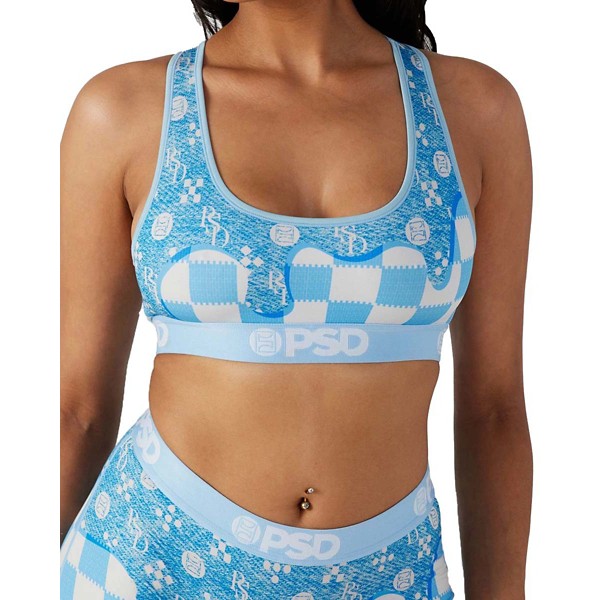 Women's PSD Denim Drip Sports Bra Medium Blue