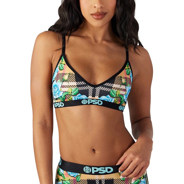Women's PSD Purple Floral Sports Bra Small Tartan Floral