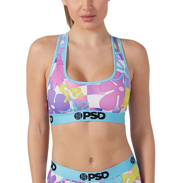Women's PSD Purple Floral Sports Bra Medium Neon Check