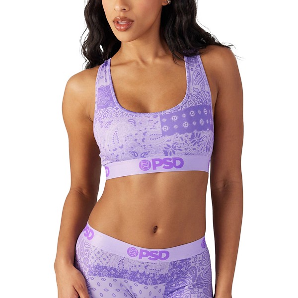 Women's PSD Grape Bandana Sports Bra Large Multi
