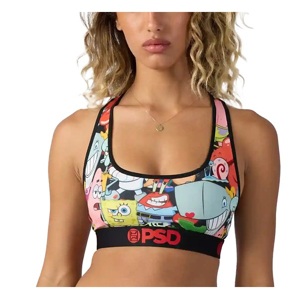 Women's PSD SpongeBob SquarePants Sports Bra Small Squad
