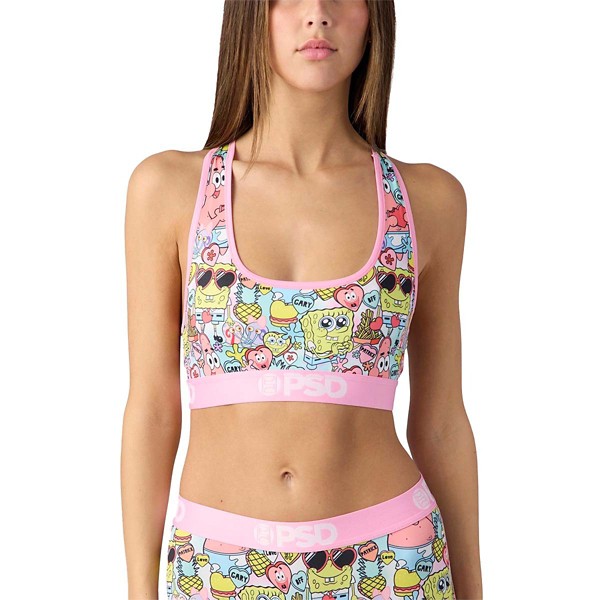 Women's PSD SpongeBob SquarePants Sports Bra Small XOXO, SpongeBob