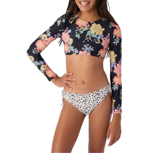 Girls O Neill Kali Floral Long Sleeve Crop Top Swim Set SCHEELS