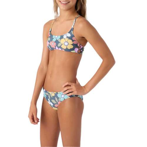 Girls' O'Neill Layla Floral Strappy Side Bralette Swim Bikini Set