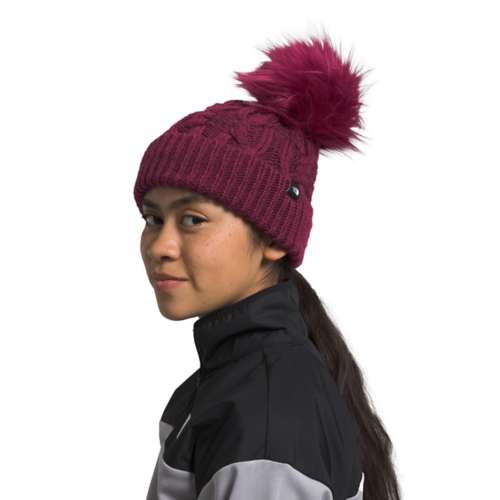 North face store fur pom beanie