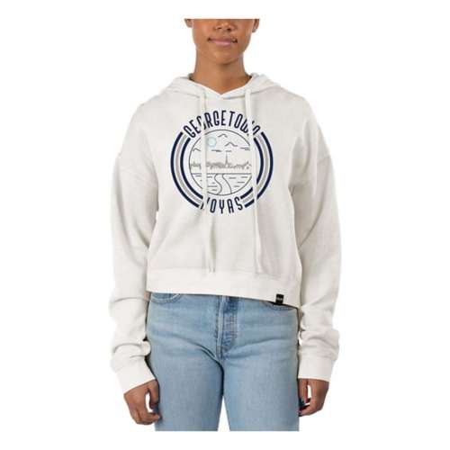USCAPE Women's Georgetown Hoyas 90's Flyer Pigment Dyed Crop Hoodie