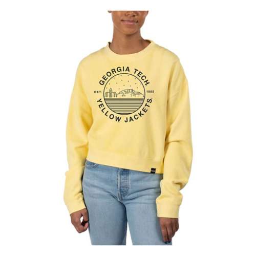 USCAPE Women's Georgia Tech Yellow Jackets Starry Scape Pigment Dyed Crop Crew