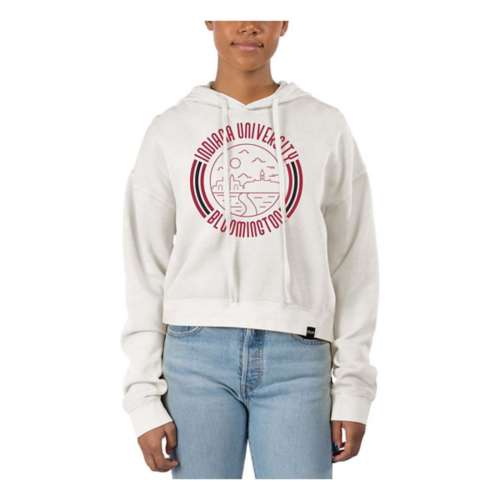 USCAPE Women's Indiana Hoosiers 90's Flyer Pigment Dyed Crop Hoodie